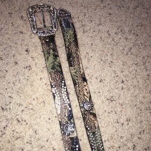 Western camo bling belt